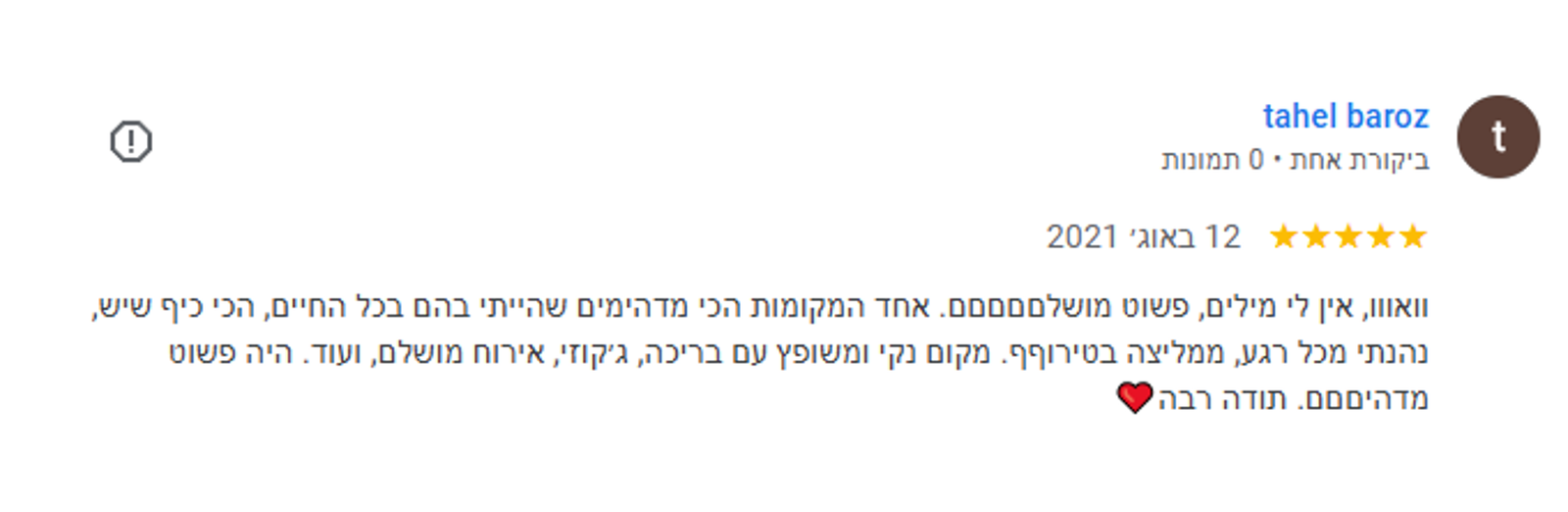 צילום הביקורת המקורית של tahel baroz על רון בגליל